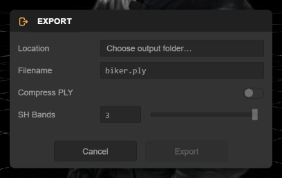 LocationとFilename行のあるエクスポートダイアログ